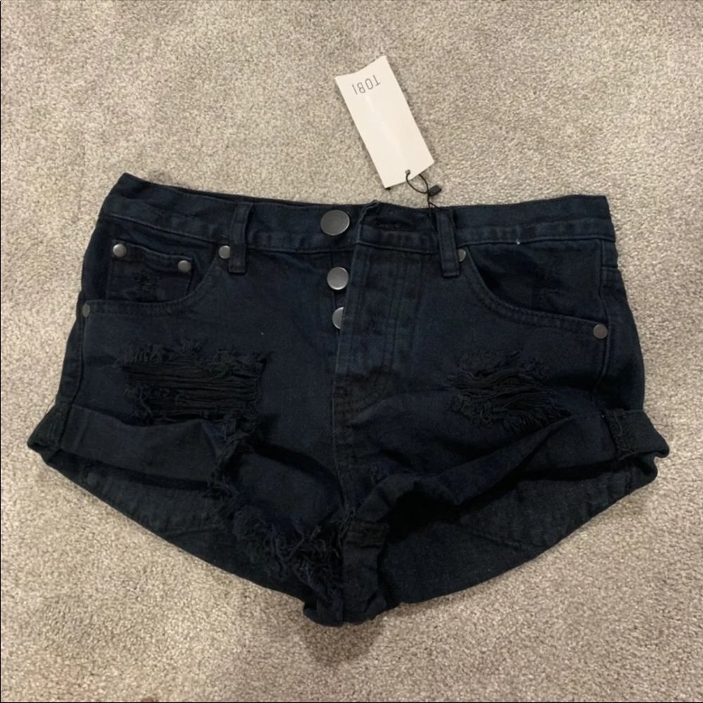Black denim shorts 25
